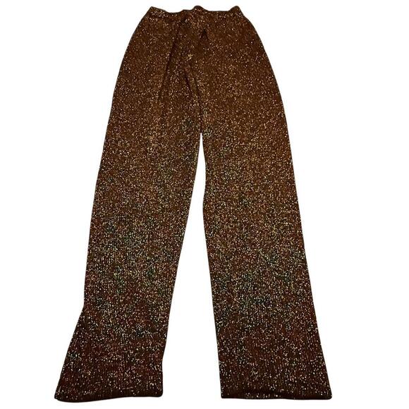 Vintage Bonnie Boerer Company Metallic Knit Pants Bronze Glitter Small - Picture 2 of 3